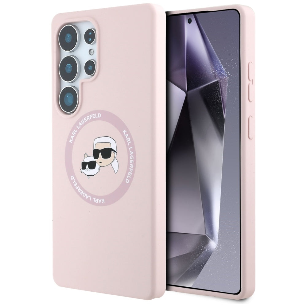 Karl Lagerfeld - Silicone Double Heads MagSafe (KLHMS25LSKCHTCP) - Samsung Galaxy S25 Ultra - Pink