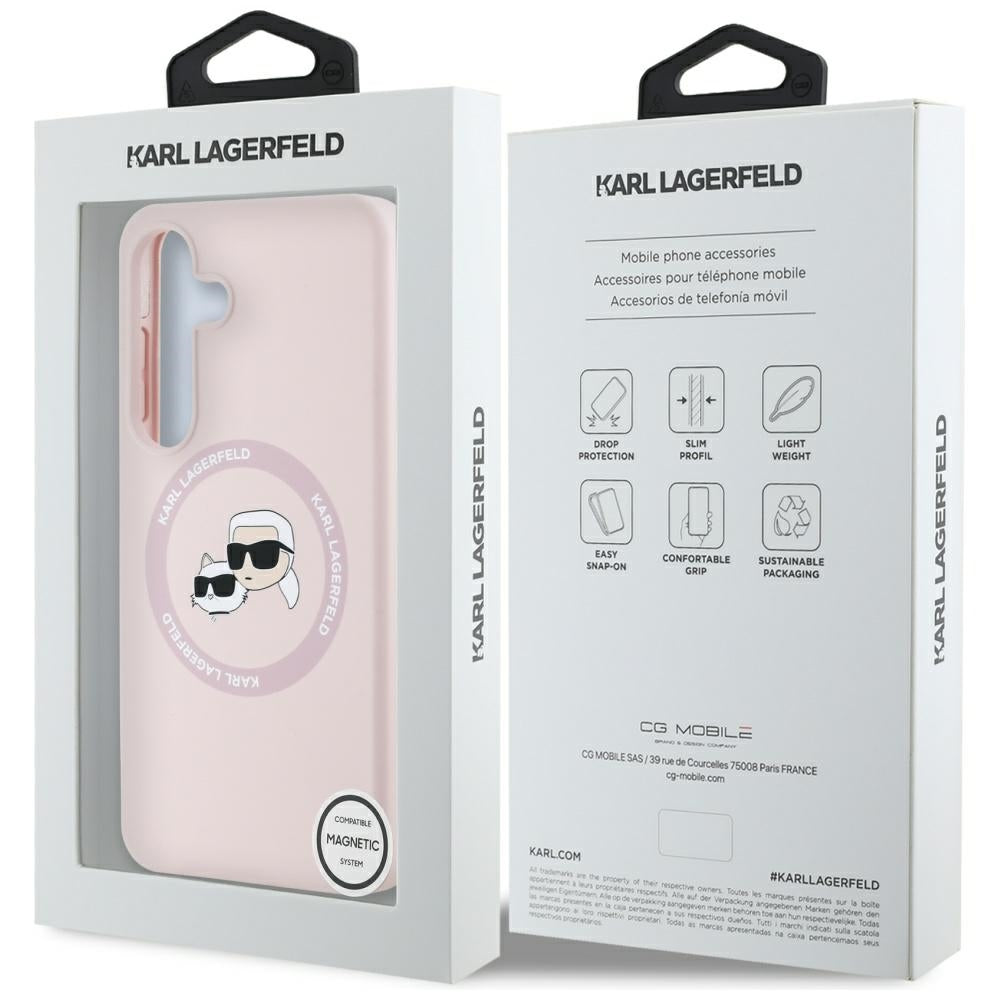 Karl Lagerfeld - Silicone Double Heads MagSafe (KLHMS25MSKCHTCP) - Samsung Galaxy S25 Plus - Pink