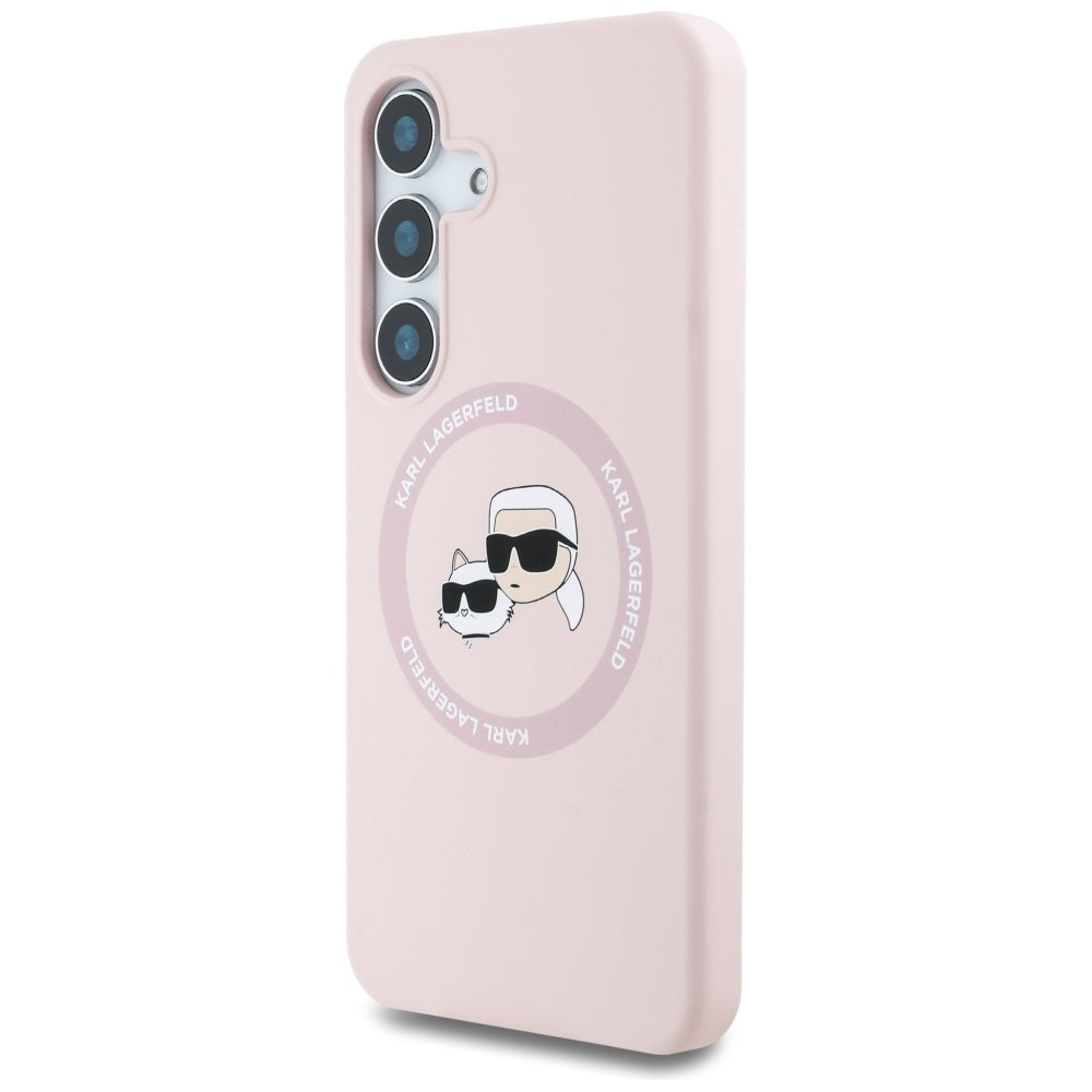 Karl Lagerfeld - Silicone Double Heads MagSafe (KLHMS25MSKCHTCP) - Samsung Galaxy S25 Plus - Pink