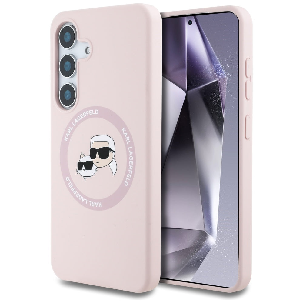 Karl Lagerfeld - Silicone Double Heads MagSafe (KLHMS25MSKCHTCP) - Samsung Galaxy S25 Plus - Pink