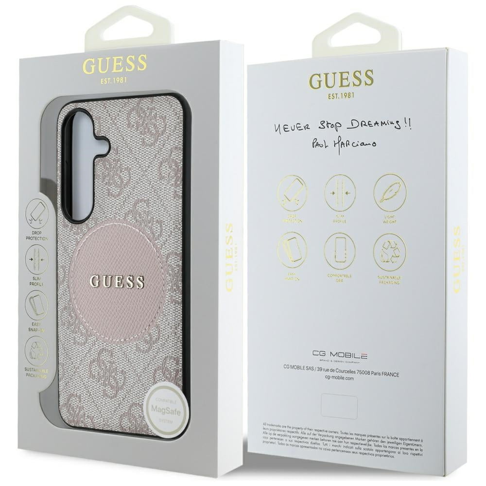 Guess - 4G Circle Classic Logo MagSafe (GUHMS25MP4PGRSGP) - Samsung Galaxy S25 Plus - Pink