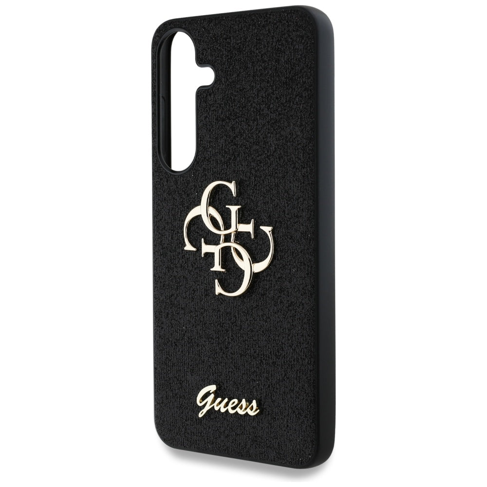 Guess Husa de protectie Guess Glitter Script Big 4G Logo (GUHCS25SHG4SGK) compatibil cu Samsung Galaxy S25, Negru – imag