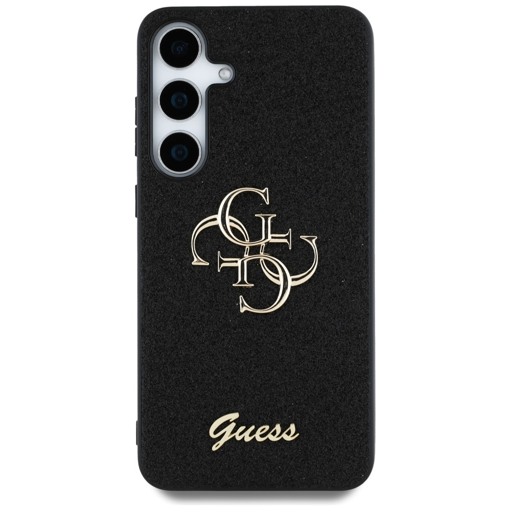 Guess Husa de protectie Guess Glitter Script Big 4G Logo (GUHCS25SHG4SGK) compatibil cu Samsung Galaxy S25, Negru – imag