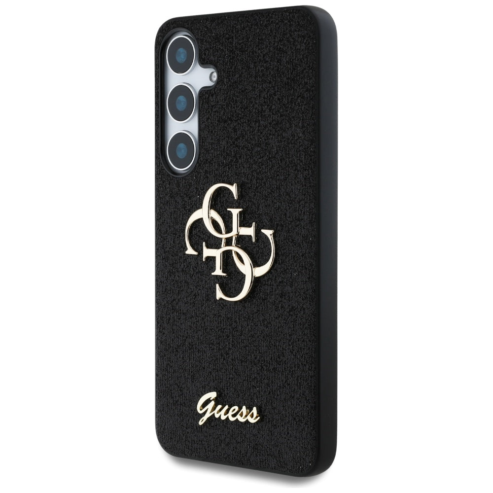 Guess Husa de protectie Guess Glitter Script Big 4G Logo (GUHCS25SHG4SGK) compatibil cu Samsung Galaxy S25, Negru – imag