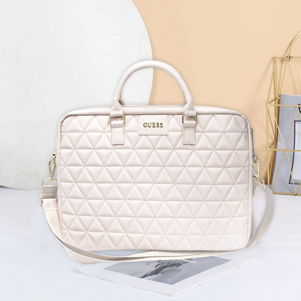 Guess - Computer Bag Quilted (GUCB15QLBK) - 15-16", Mosaique Pattern, Detachable Shoulder Strap, Adjustable - Black