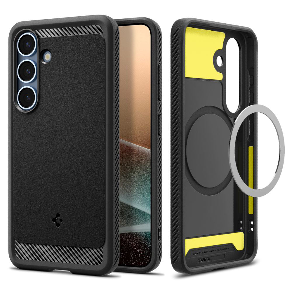 Spigen Husa de protectie Spigen Rugged Armor MagSafe (ACS08998) compatibil cu Samsung Galaxy S25, Negru Mat – imagine 2