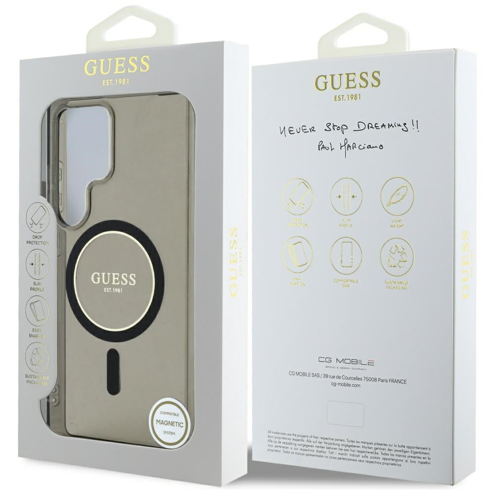 Guess - IML Glitter Circle MagSafe (GUHMS25LHFGEREK) - Samsung Galaxy S25 Ultra - Black