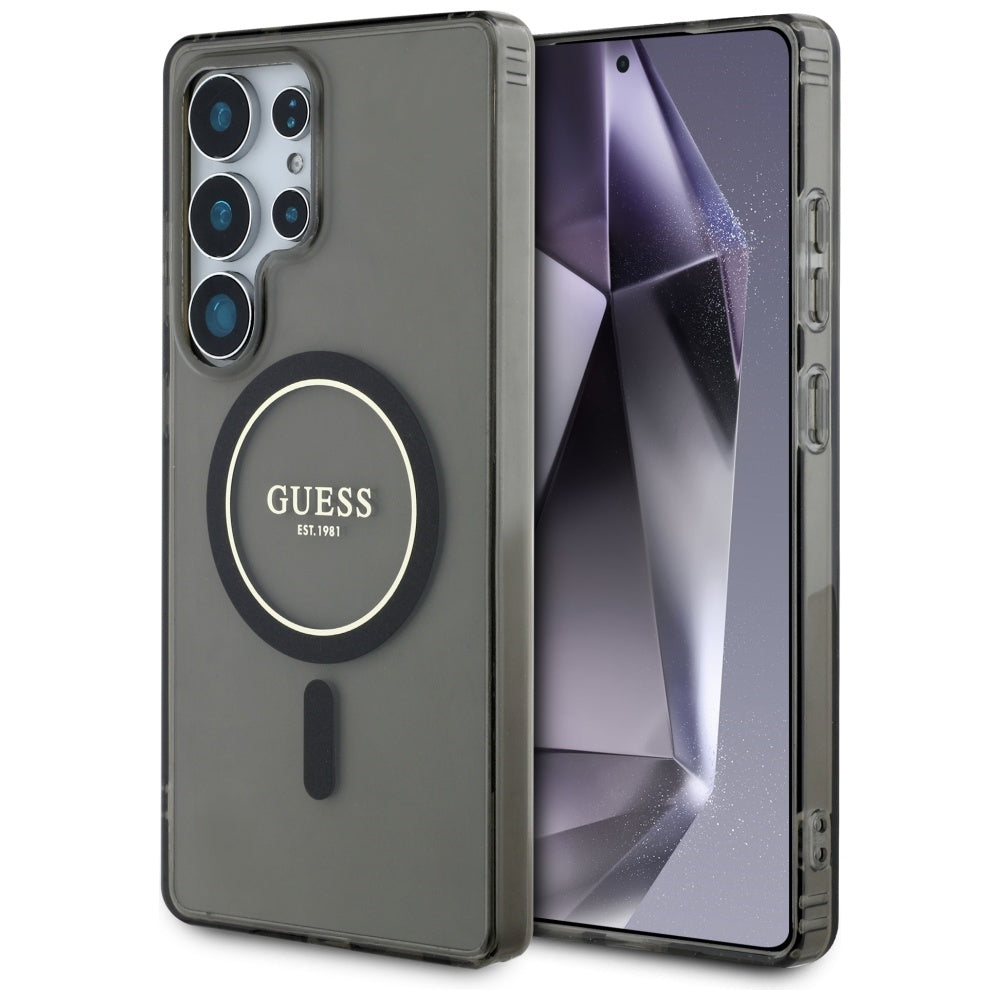 Guess - IML Glitter Circle MagSafe (GUHMS25LHFGEREK) - Samsung Galaxy S25 Ultra - Black