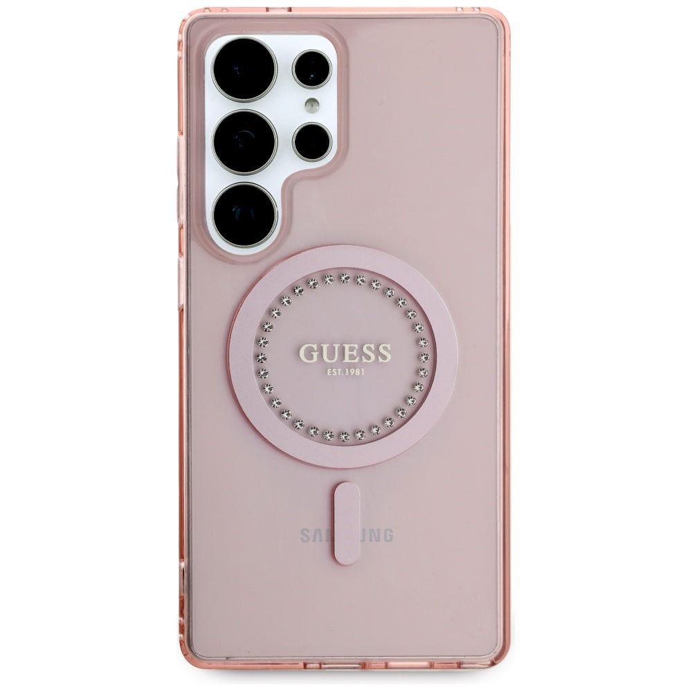 Guess - IML Rhinestones MagSafe (GUHMS25LPFTDTEP) - Samsung Galaxy S25 Ultra - Pink