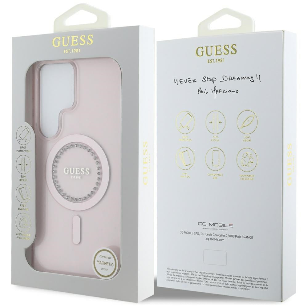 Guess - IML Rhinestones MagSafe (GUHMS25LPFTDTEP) - Samsung Galaxy S25 Ultra - Pink