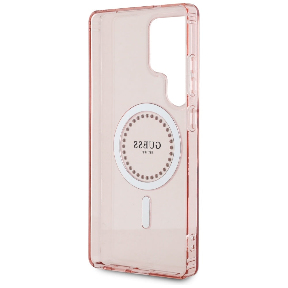 Guess - IML Rhinestones MagSafe (GUHMS25LPFTDTEP) - Samsung Galaxy S25 Ultra - Pink