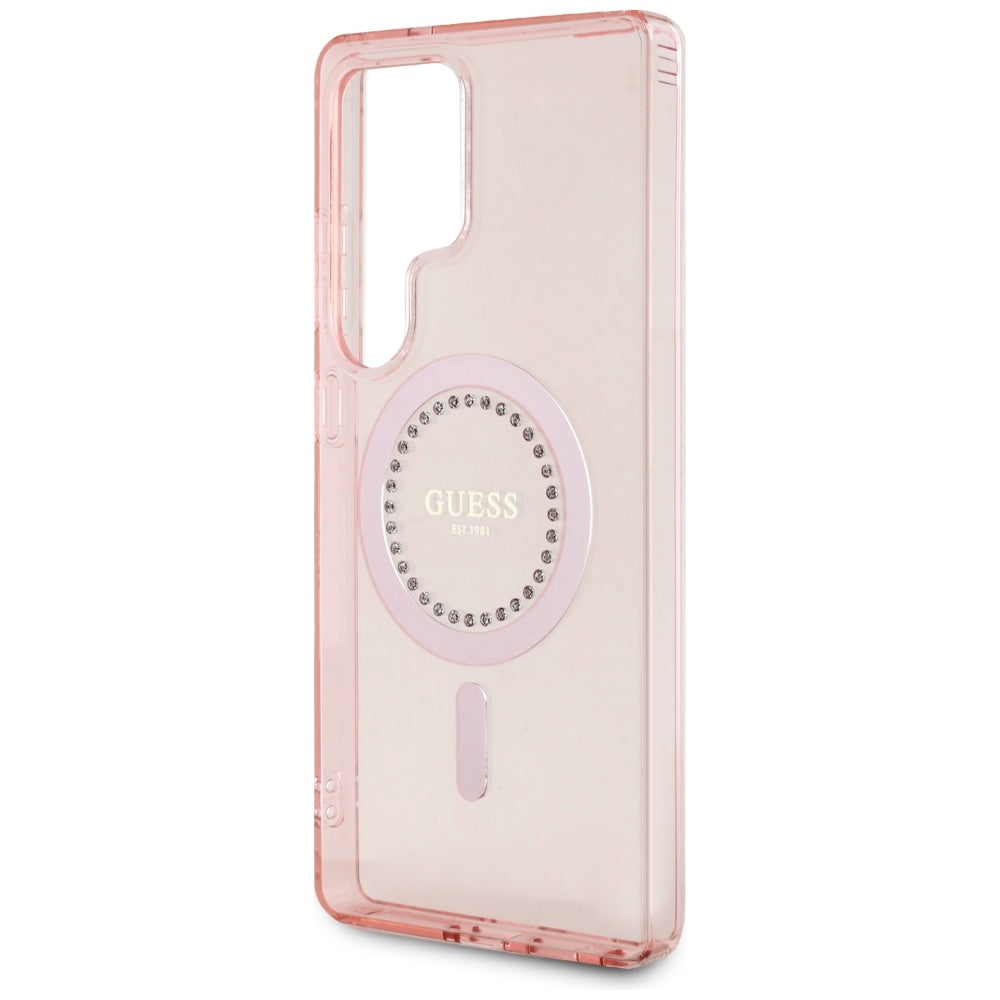 Guess - IML Rhinestones MagSafe (GUHMS25LPFTDTEP) - Samsung Galaxy S25 Ultra - Pink