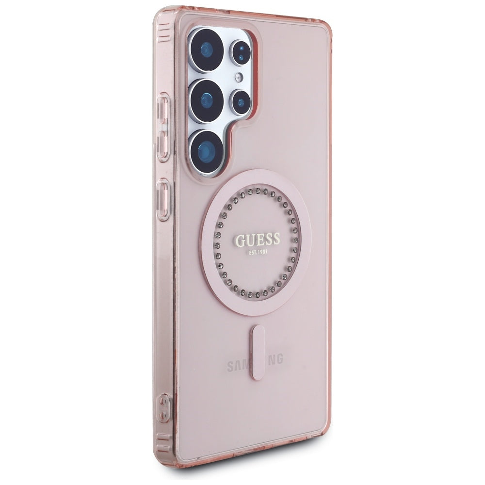 Guess - IML Rhinestones MagSafe (GUHMS25LPFTDTEP) - Samsung Galaxy S25 Ultra - Pink