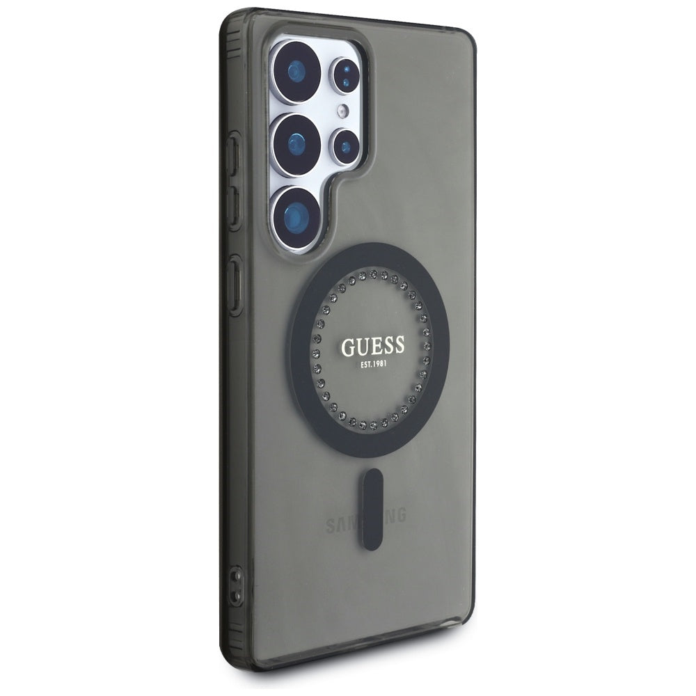 Guess - IML Rhinestones MagSafe (GUHMS25LPFTDTEK) - Samsung Galaxy S25 Ultra - Black