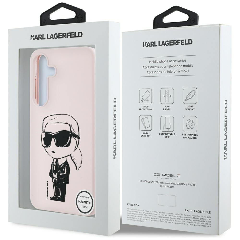 Karl Lagerfeld - Silicone Graffiti MagSafe (KLHMS25SPNYKGRTP) - Samsung Galaxy S25 - Ikonik Pink