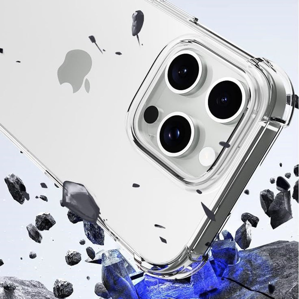 Techsuit - Shockproof Clear Silicone [Big Lens Hole] - iPhone 16 Pro Max - Clear