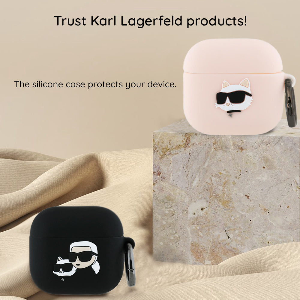 Karl Lagerfeld - Silicone Karl Head 3D (KLA4RUNIKK) - Apple AirPods 4 - Black