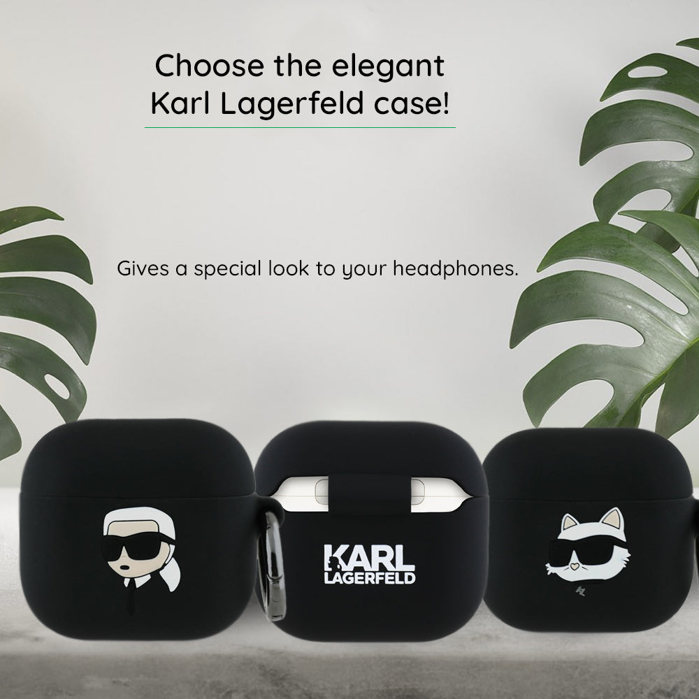 Karl Lagerfeld - Silicone Karl Head 3D (KLA4RUNIKK) - Apple AirPods 4 - Black