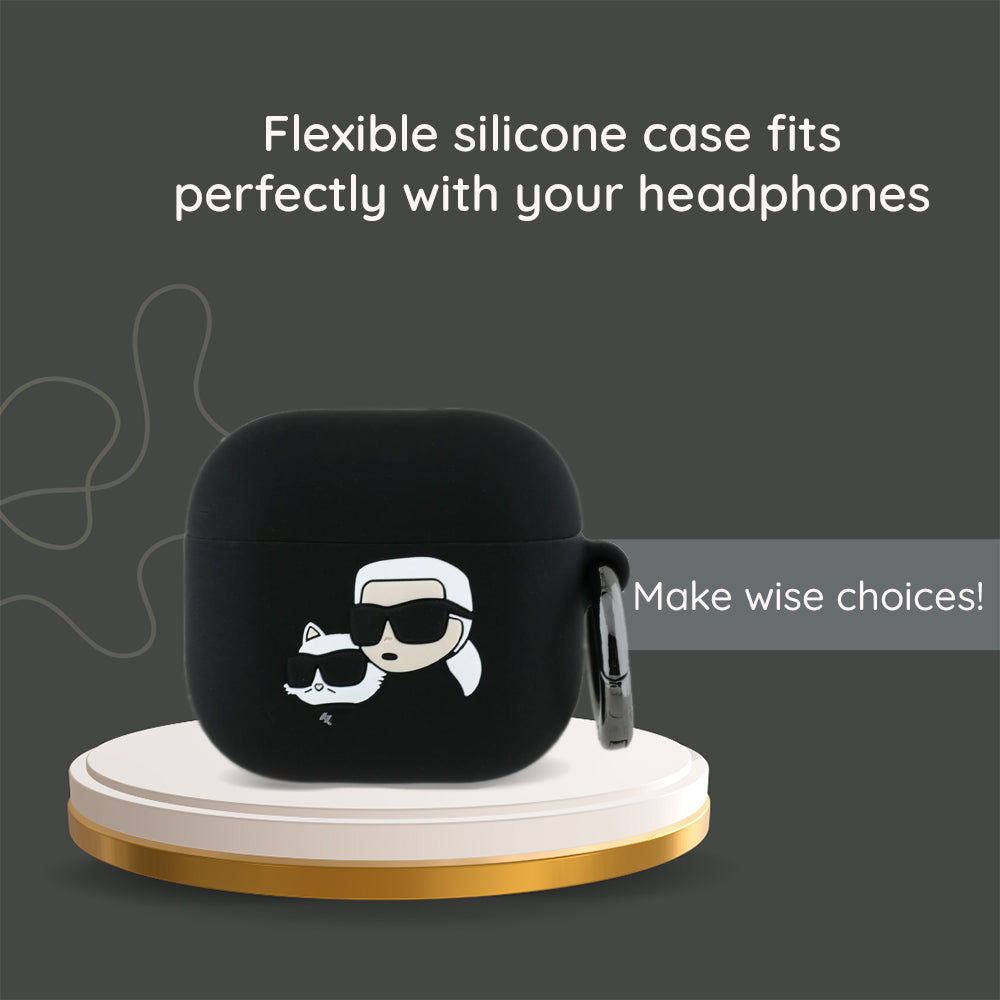 Karl Lagerfeld - Silicone Karl&Chaupette Head 3D (KLA4RUNKCHK) - Apple AirPods 4 - Black