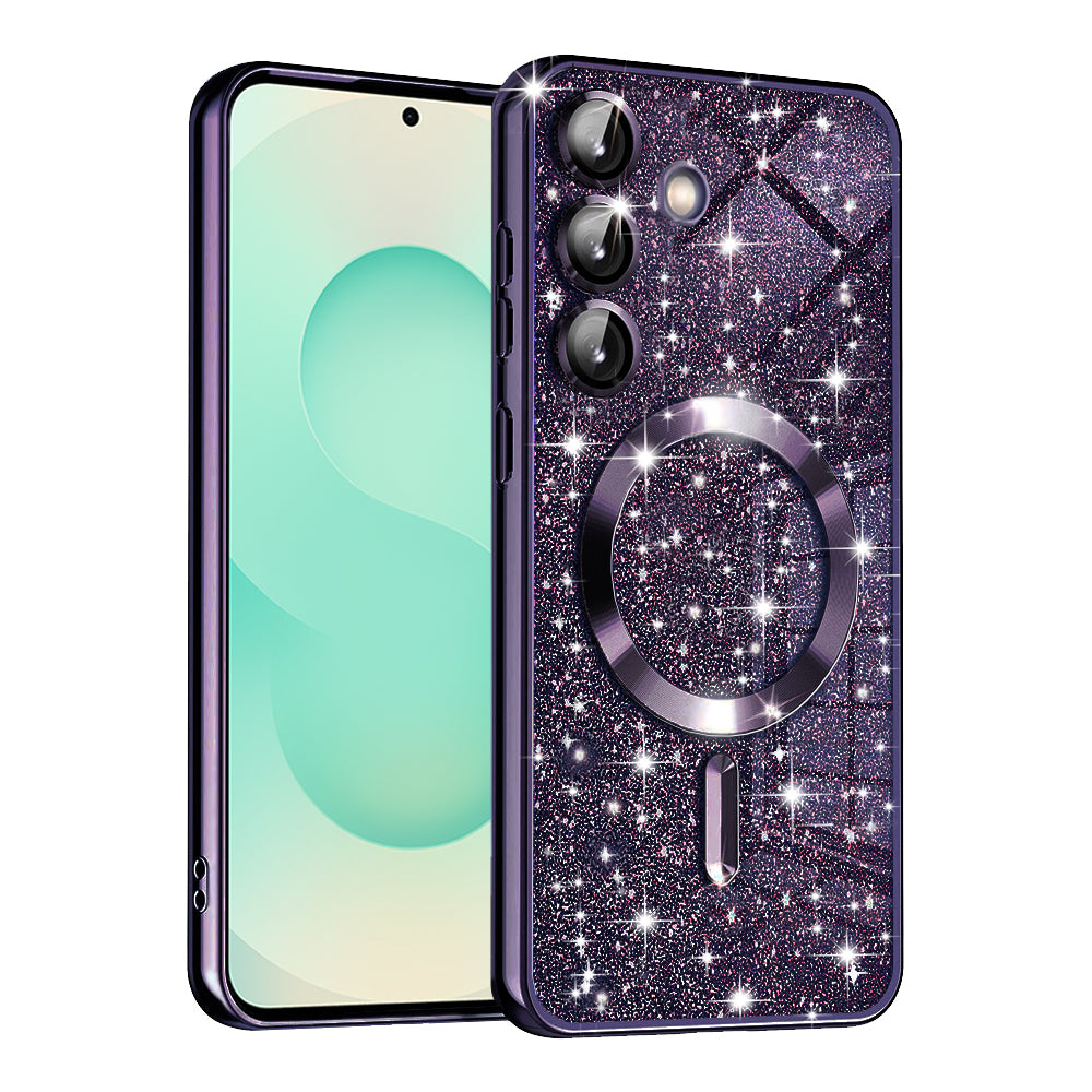 Husa de protectie Techsuit Luxury Glitter MagSafe compatibil cu Samsung Galaxy S25 Plus, Mov