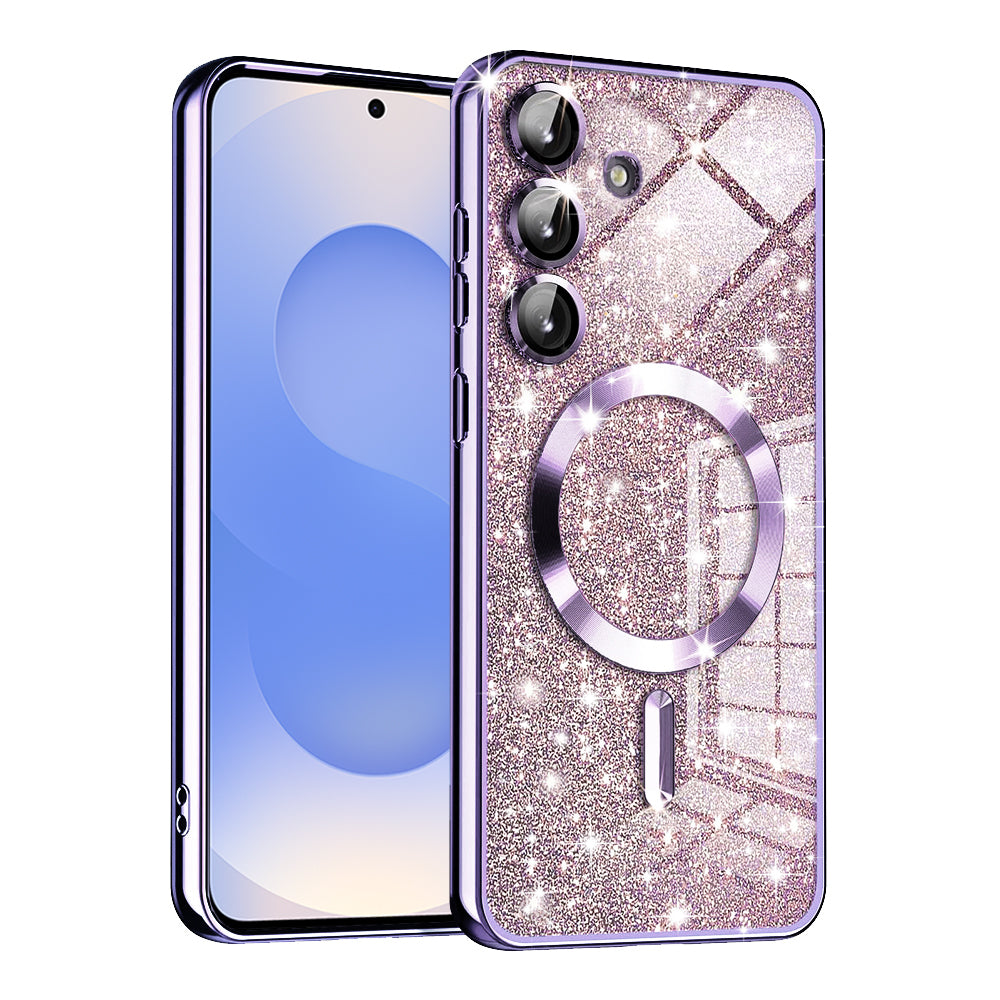 TechSuit Husa de protectie Techsuit Luxury Glitter MagSafe compatibil cu Samsung Galaxy S25, Mov Deschis