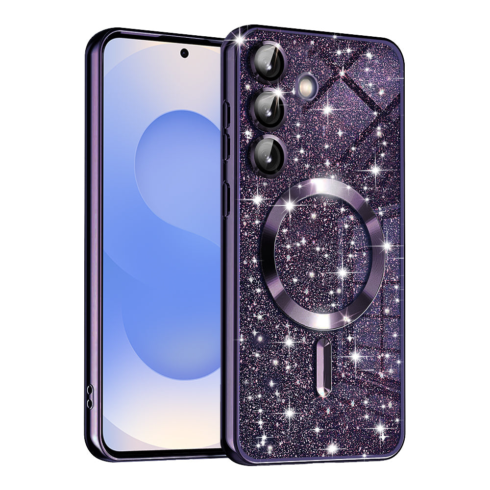 TechSuit Husa de protectie Techsuit Luxury Glitter MagSafe compatibil cu Samsung Galaxy S25, Mov Inchis