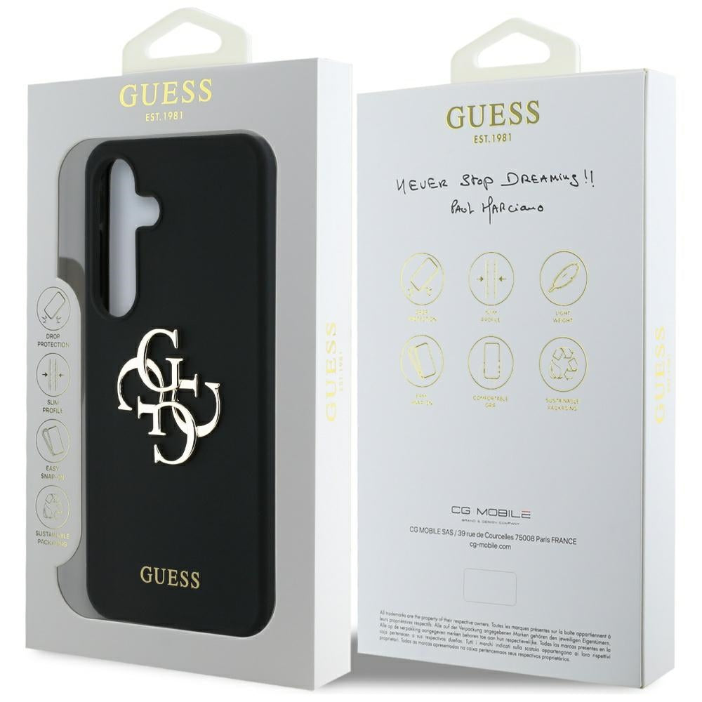 Husa pentru Samsung Galaxy S25 - Guess Silicone 4G Big Metal Logo (GUHCS25SS4SMDK) - Black