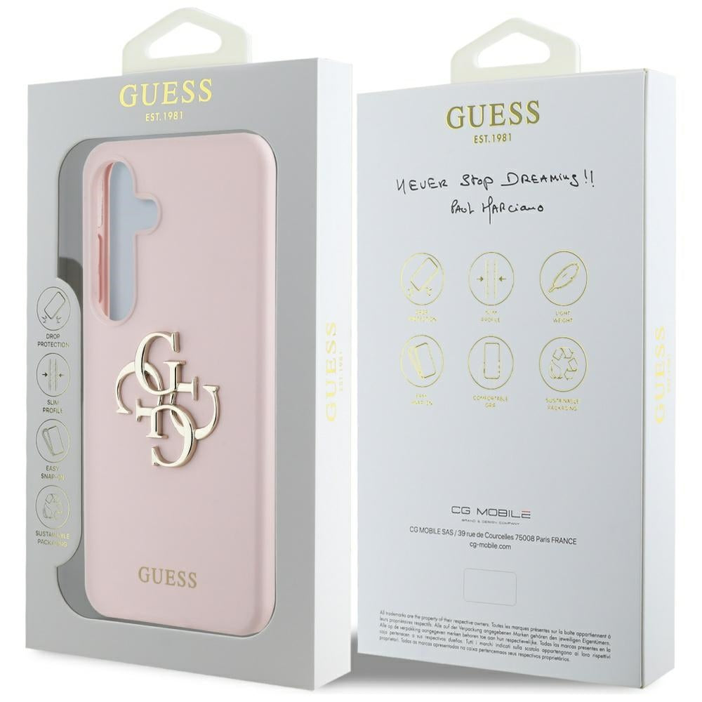 Husa pentru Samsung Galaxy S25 - Guess Silicone 4G Big Metal Logo (GUHCS25SS4SMDP) - Pink