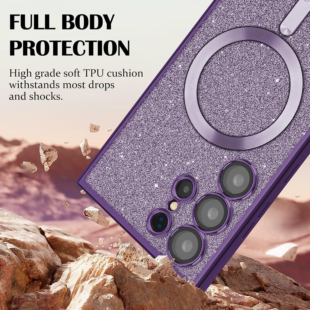 Husa de protectie Techsuit Luxury Glitter MagSafe compatibil cu Samsung Galaxy A15 4G / A15 5G, Mov