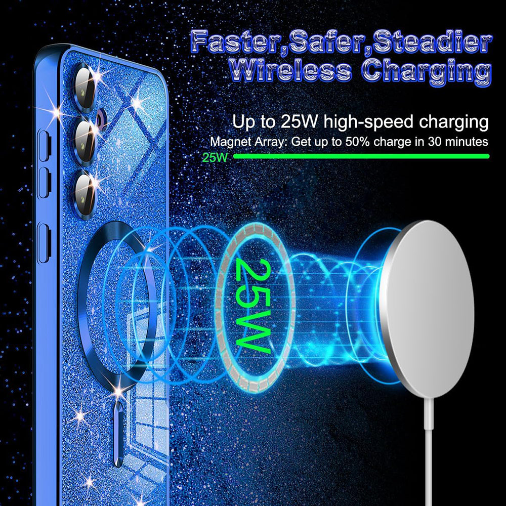 Husa de protectie Techsuit Luxury Glitter MagSafe compatibil cu Samsung Galaxy A15 4G / A15 5G, Albastru