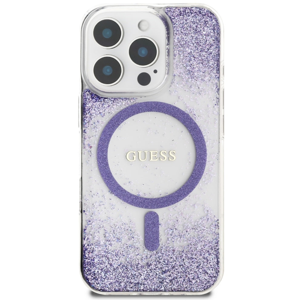 Guess - Resin Bottom Glitter MagSafe (GUHMP16LRGRGEU) - iPhone 16 Pro - Purple
