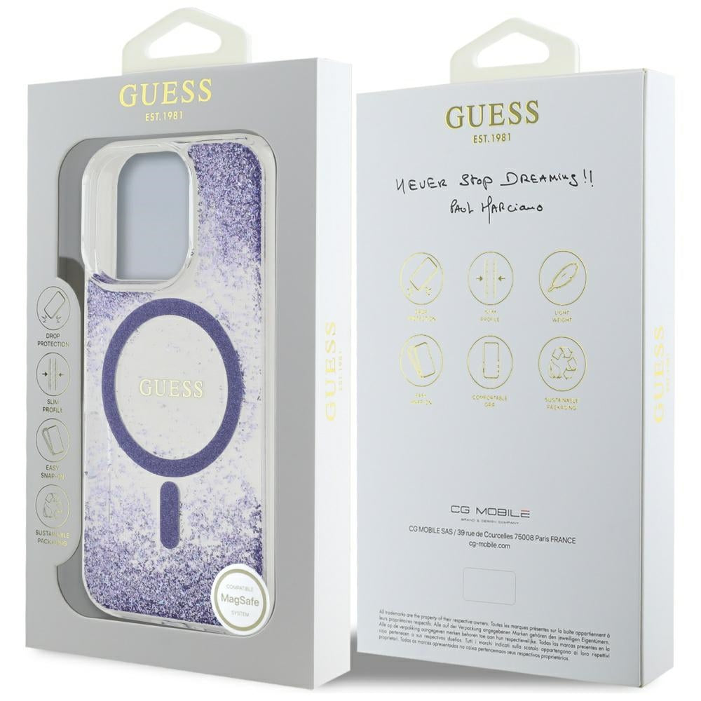 Guess - Resin Bottom Glitter MagSafe (GUHMP16LRGRGEU) - iPhone 16 Pro - Purple
