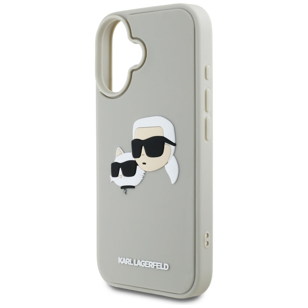 Karl Lagerfeld - 3D Design (KLHCP16SRBCKCHLE) - iPhone 16 - Beige Rubber Karl&Choupette