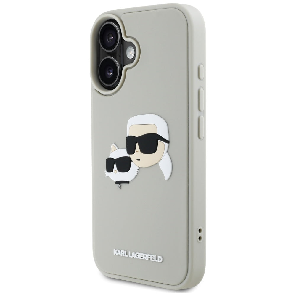 Karl Lagerfeld - 3D Design (KLHCP16SRBCKCHLE) - iPhone 16 - Beige Rubber Karl&Choupette