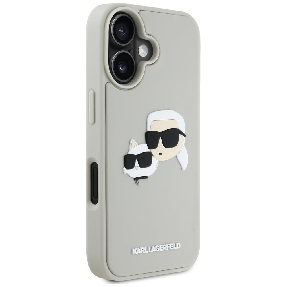 Karl Lagerfeld - 3D Design (KLHCP16SRBCKCHLE) - iPhone 16 - Beige Rubber Karl&Choupette
