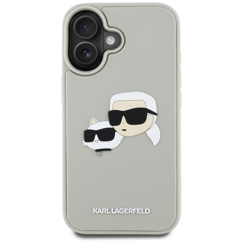 Karl Lagerfeld - 3D Design (KLHCP16SRBCKCHLE) - iPhone 16 - Beige Rubber Karl&Choupette