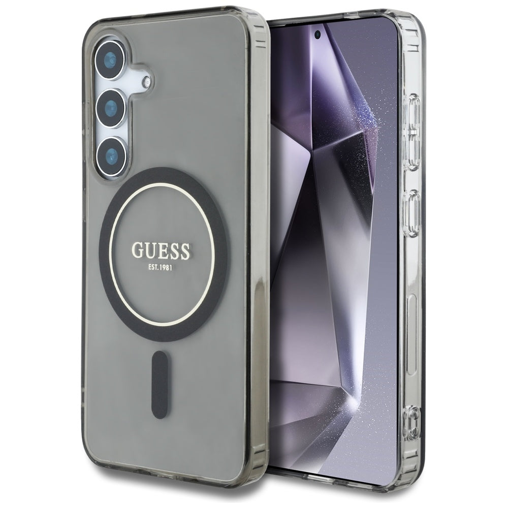Guess - IML Glitter Circle MagSafe (GUHMS25SHFGEREK) - Samsung Galaxy S25 - Black