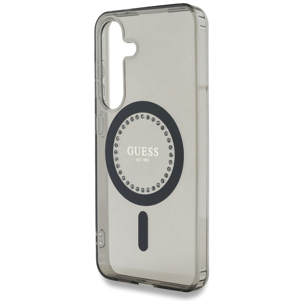 Husa pentru Samsung Galaxy S25 - Guess IML Rhinestones MagSafe (GUHMS25SPFTDTEK) - Black
