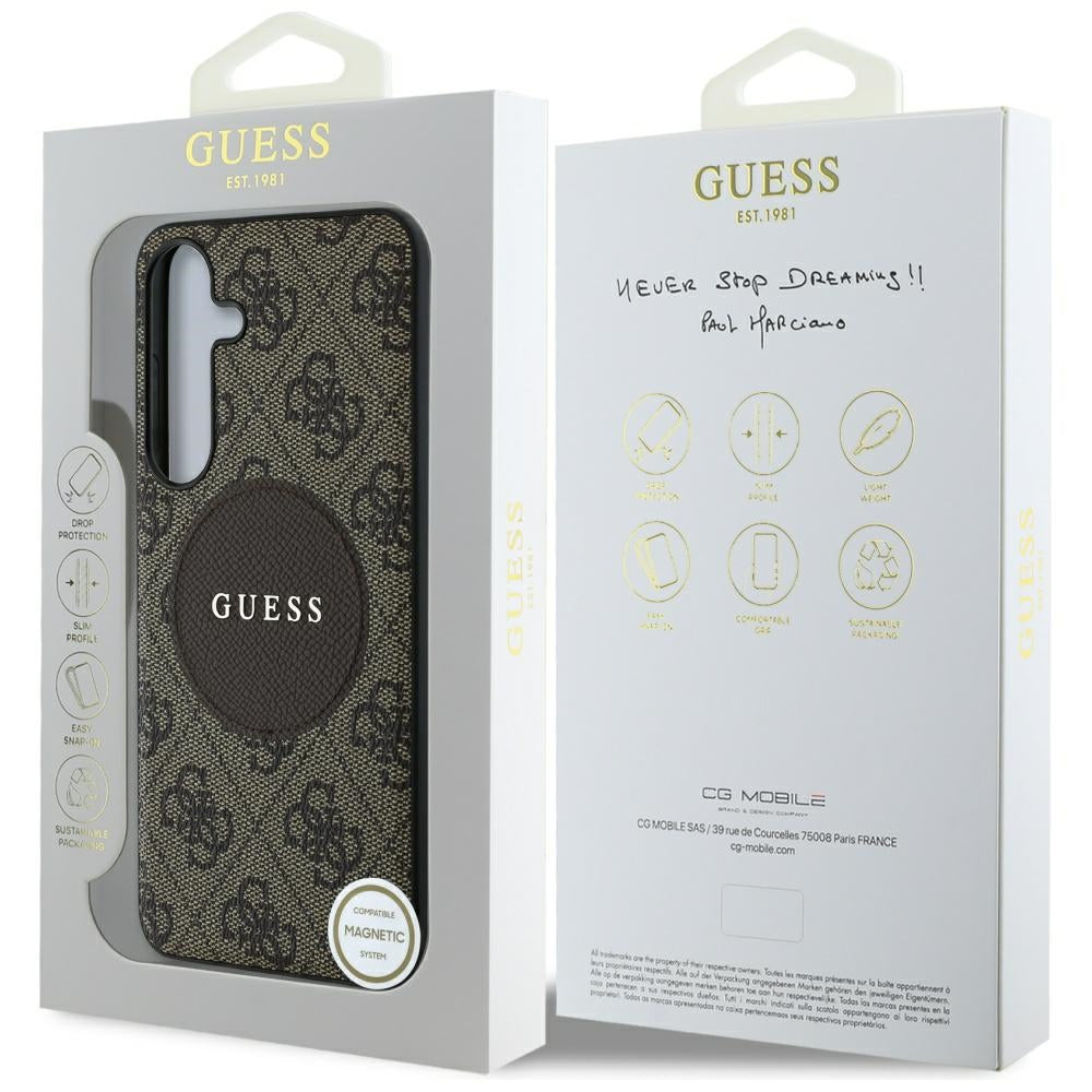 Guess - 4G Circle Classic Logo MagSafe (GUHMS25SP4PGRSGW) - Samsung Galaxy S25 - Brown