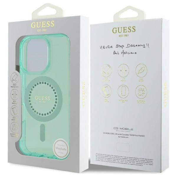 Guess - IML Rhinestones MagSafe (GUHMP16LPFTDTEN) - iPhone 16 Pro - Green