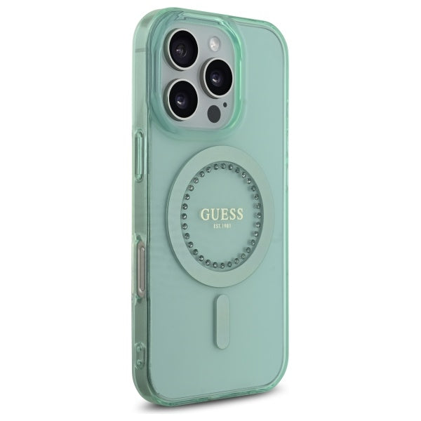 Guess - IML Rhinestones MagSafe (GUHMP16LPFTDTEN) - iPhone 16 Pro - Green
