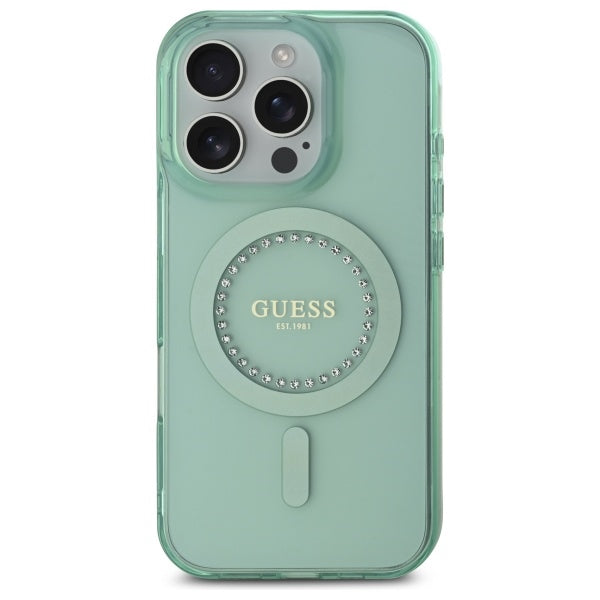 Guess - IML Rhinestones MagSafe (GUHMP16LPFTDTEN) - iPhone 16 Pro - Green