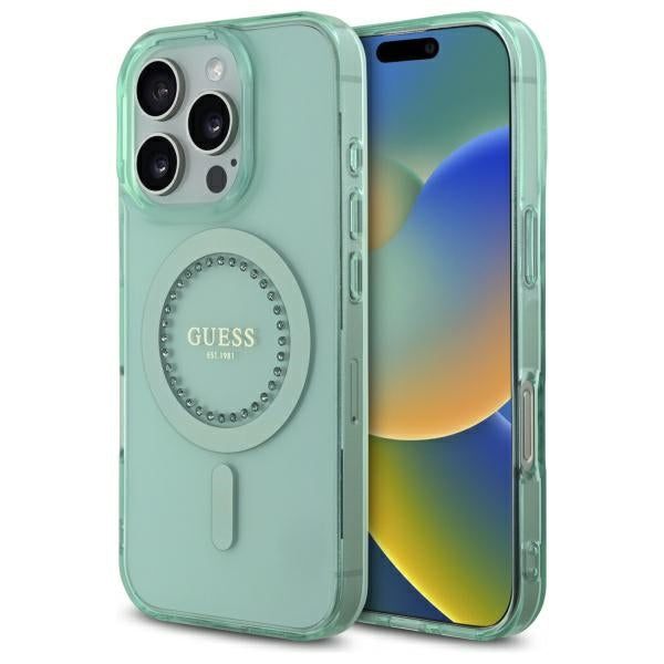 Guess - IML Rhinestones MagSafe (GUHMP16LPFTDTEN) - iPhone 16 Pro - Green