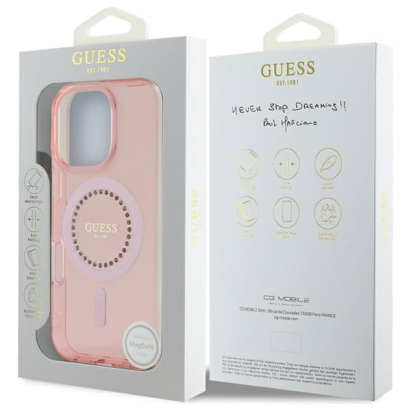 Guess - IML Rhinestones MagSafe (GUHMP16LPFTDTEP) - iPhone 16 Pro - Pink