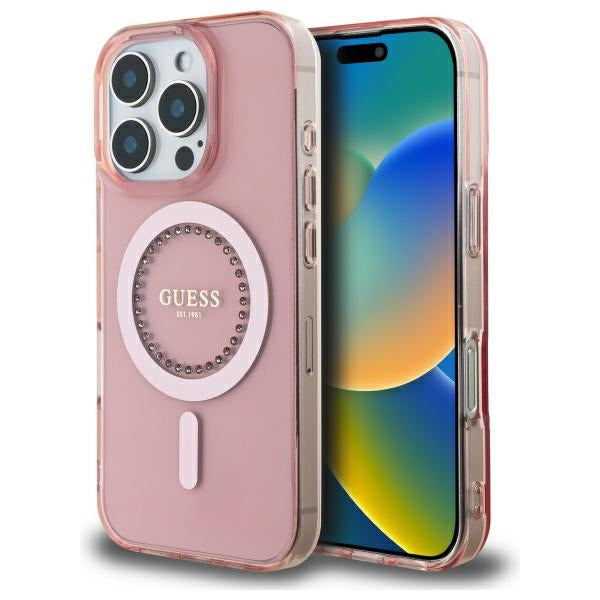 Guess - IML Rhinestones MagSafe (GUHMP16LPFTDTEP) - iPhone 16 Pro - Pink