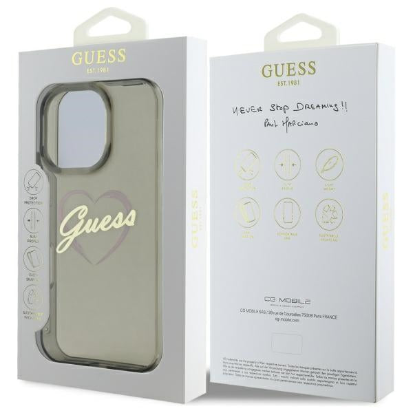 Guess - Hardcase IML Heart (GUHCP16XHCHGSPK) - iPhone 16 Pro Max - Black