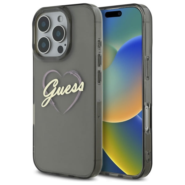 Guess - Hardcase IML Heart (GUHCP16XHCHGSPK) - iPhone 16 Pro Max - Black