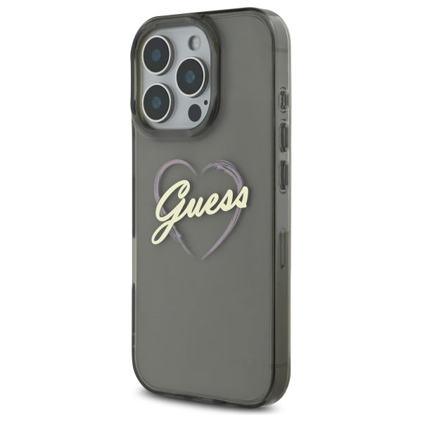 Guess - Hardcase IML Heart (GUHCP16LHCHGSPK) - iPhone 16 Pro - Black