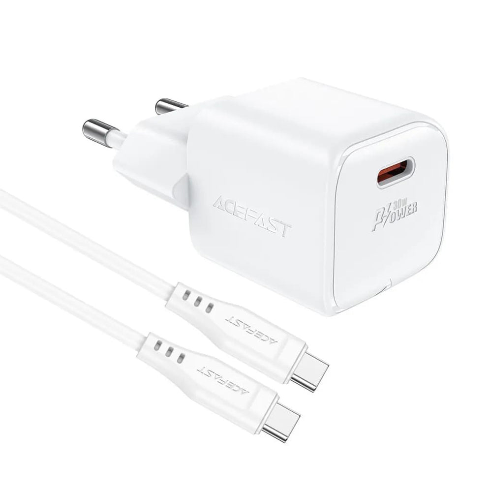 Incarcator Acefast (A77), Type-C, 30W PD, Alb
