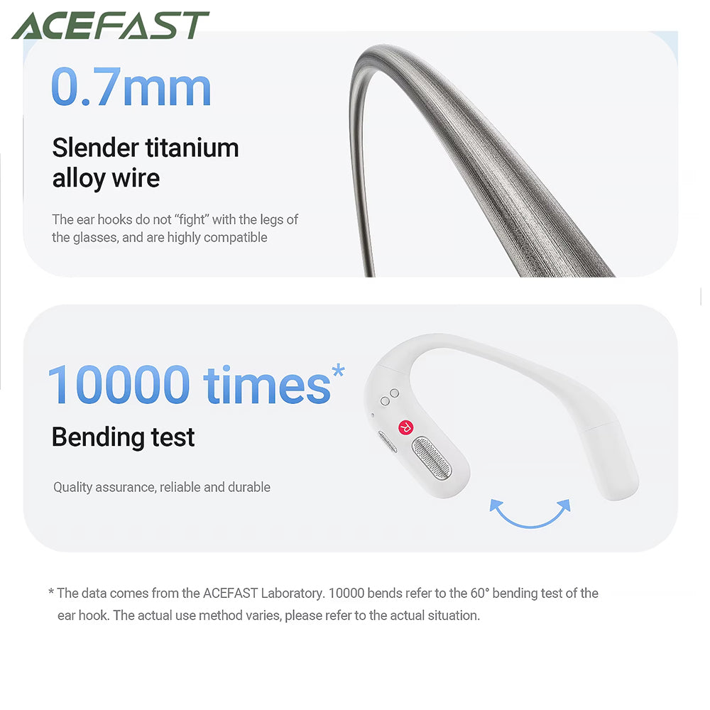 Acefast - Wireless Earbuds (FA002) - for Sports, Bluetooth V5.3, IP54, 500mAh - White